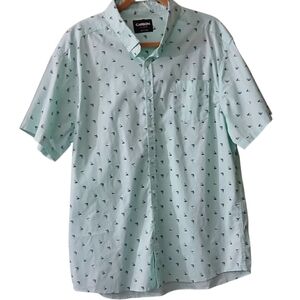 Carbon Mint Green Sailboat Men's Button Down Shirt